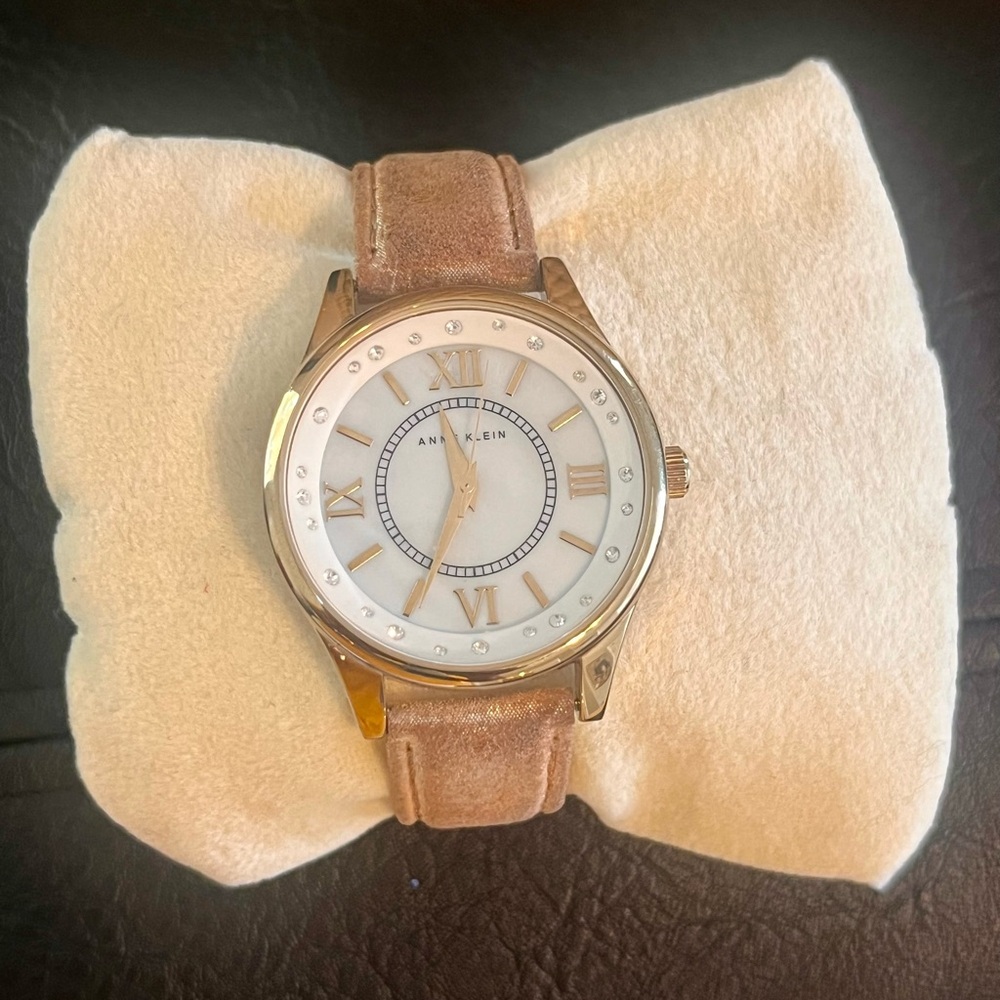 Anne Klein Gold Case with Tan Strap Men's Watch